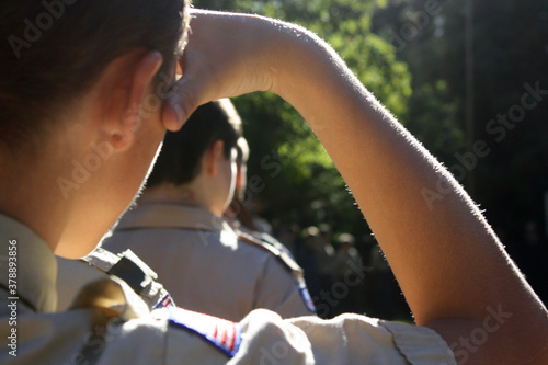 Boy Scouts at evening Flags photo