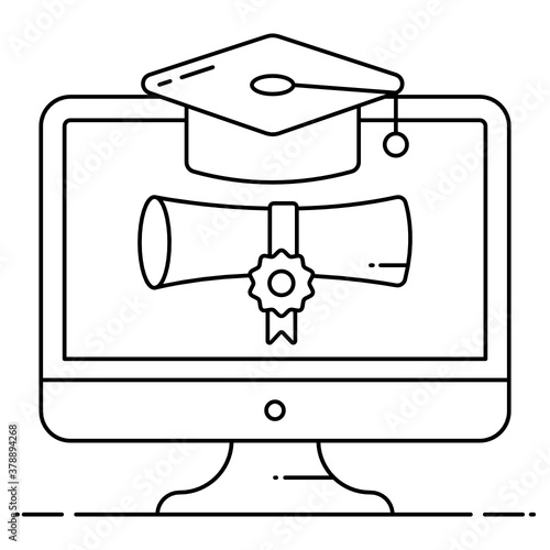 
Flat icon of online degree, editable vector 
