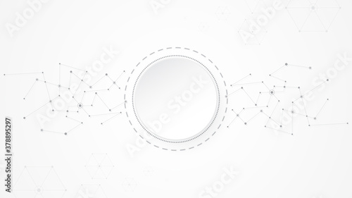  Grey white Abstract technology background with various technology elements Hi-tech communication concept innovation background Circle empty space for your text