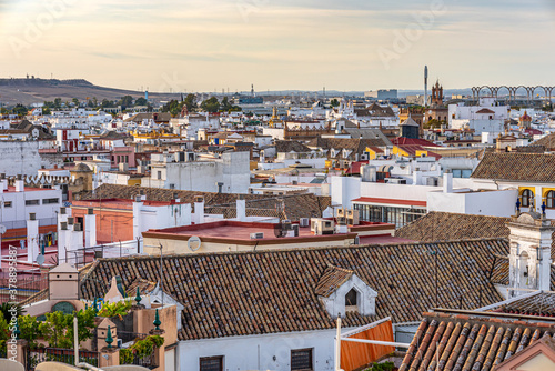 Seville, Spain. October 15th, 2019. Panoramic view of the north-west side of the city seen from the Metropol Parasol. photo