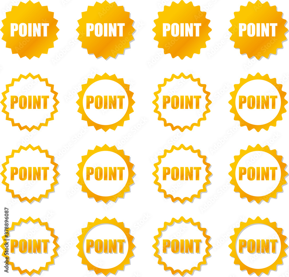 アピールポイント用のギザギザのフキダシアイコン オレンジ色グラデーションセット Stock Illustration Adobe Stock アピールポイント用のギザギザのフキダシアイコン オレンジ色グラデーションセット Stock Illustration Adobe Stock