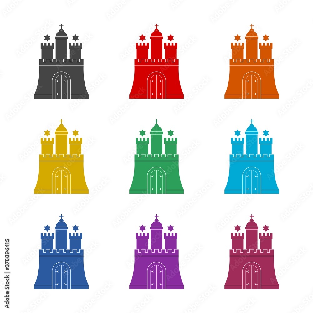 Old castle icon, color set