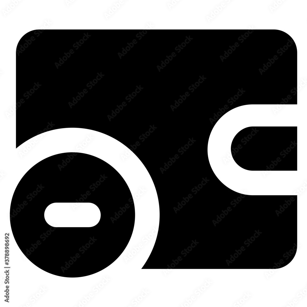 
Minus on wallet vector, block payment in editable glyph style 
