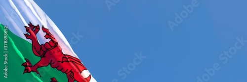 Foto 3D rendering of the national flag of Wales waving in the wind