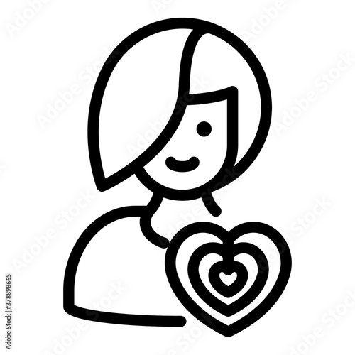 Trust woman icon. Outline trust woman vector icon for web design isolated on white background