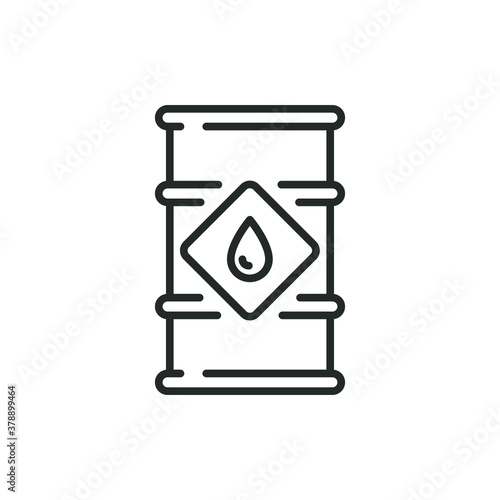 Outline barrel oil icon, line style. Drum, in packaging, cylindrical container commonly made of metal or fibreboard. Vector illustration. Design on white background. EPS 10