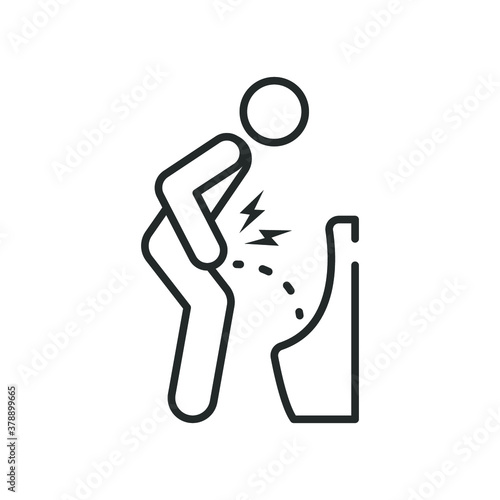 Urine pain icon, line style. Painful urination is a common sign of a urinary tract infection (UTI). A UTI can be the result of a bacterial infection.Vector illustration. EPS 10