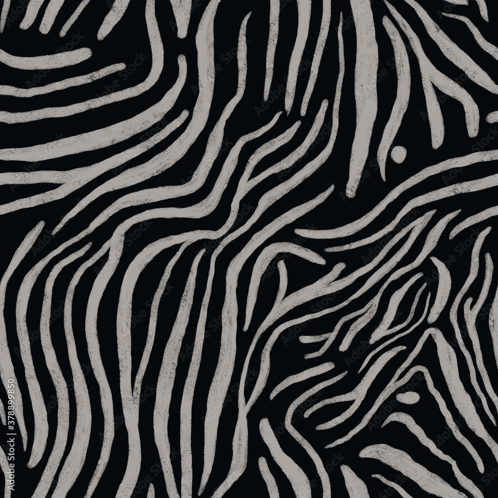 Zebra skin, stripes seamless pattern on black background. Animal print, black and white handrawn texture. Zebra skin, stripes seamless pattern on black background. Animal print, black and white handrawn texture.