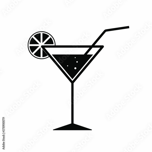 Tropical cocktail icon isolated on white background, vector