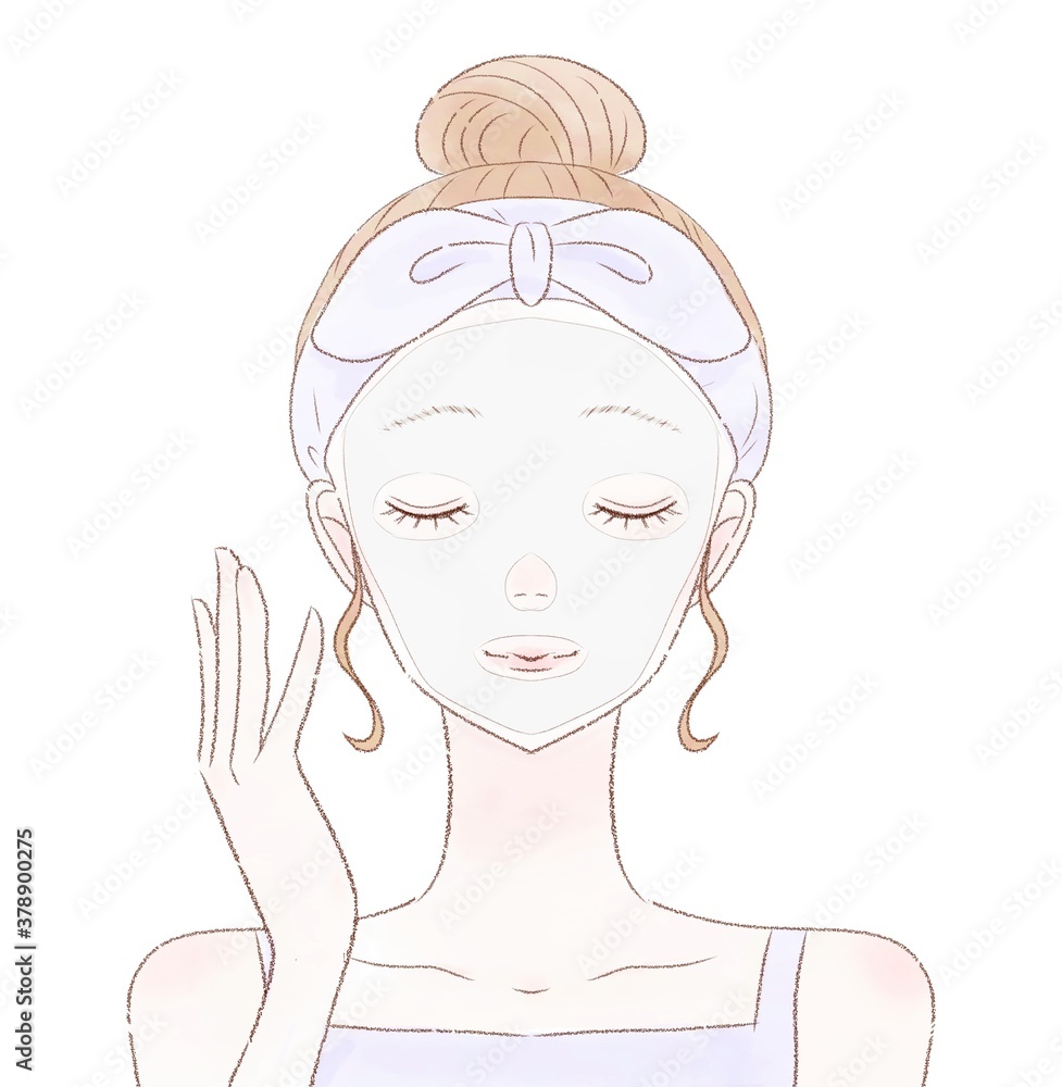 パックをする女性 パックをする女性
