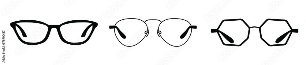 A collection of the most modern eyeglass frames for improving vision and office work, a collection of different shapes of arches vector graphics on a white background A collection of the most modern eyeglass frames for improving vision and office work, a collection of different shapes of arches vector graphics on a white background
