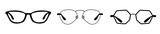 A collection of the most modern eyeglass frames for improving vision and office work, a collection of different shapes of arches vector graphics on a white background
