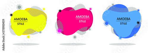 A modern set of abstract amoebic banners. Autumn colors. Orange, blue, maroon. Vector banner template. Template for use in web design or print design.