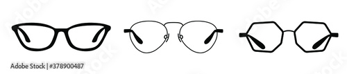 A collection of the most modern eyeglass frames for improving vision and office work, a collection of different shapes of arches vector graphics on a white background