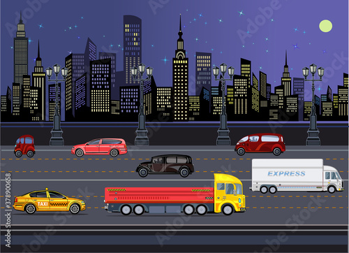 Cars in Night Town
