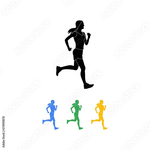 Colorful Silhouette of Woman Jogging Outside