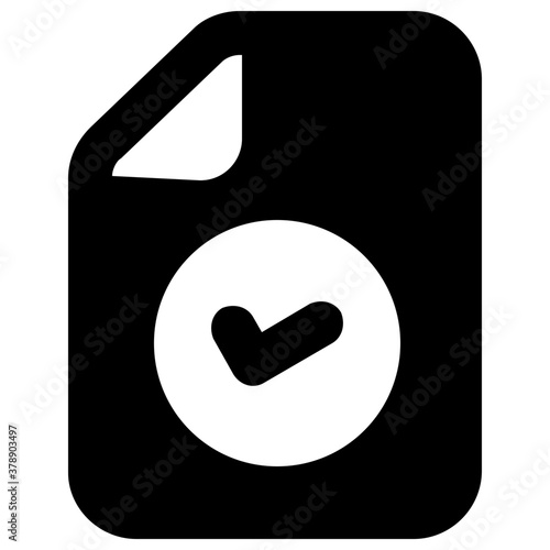 
Tick mark on folded paper denoting approved document concept icon
