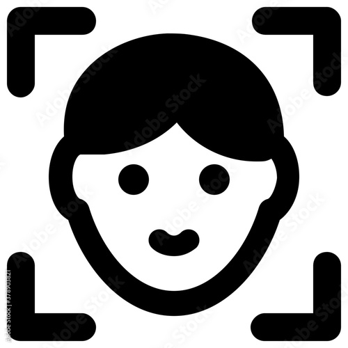 
Icon of facial recognition in solid design, face scanning vector 
