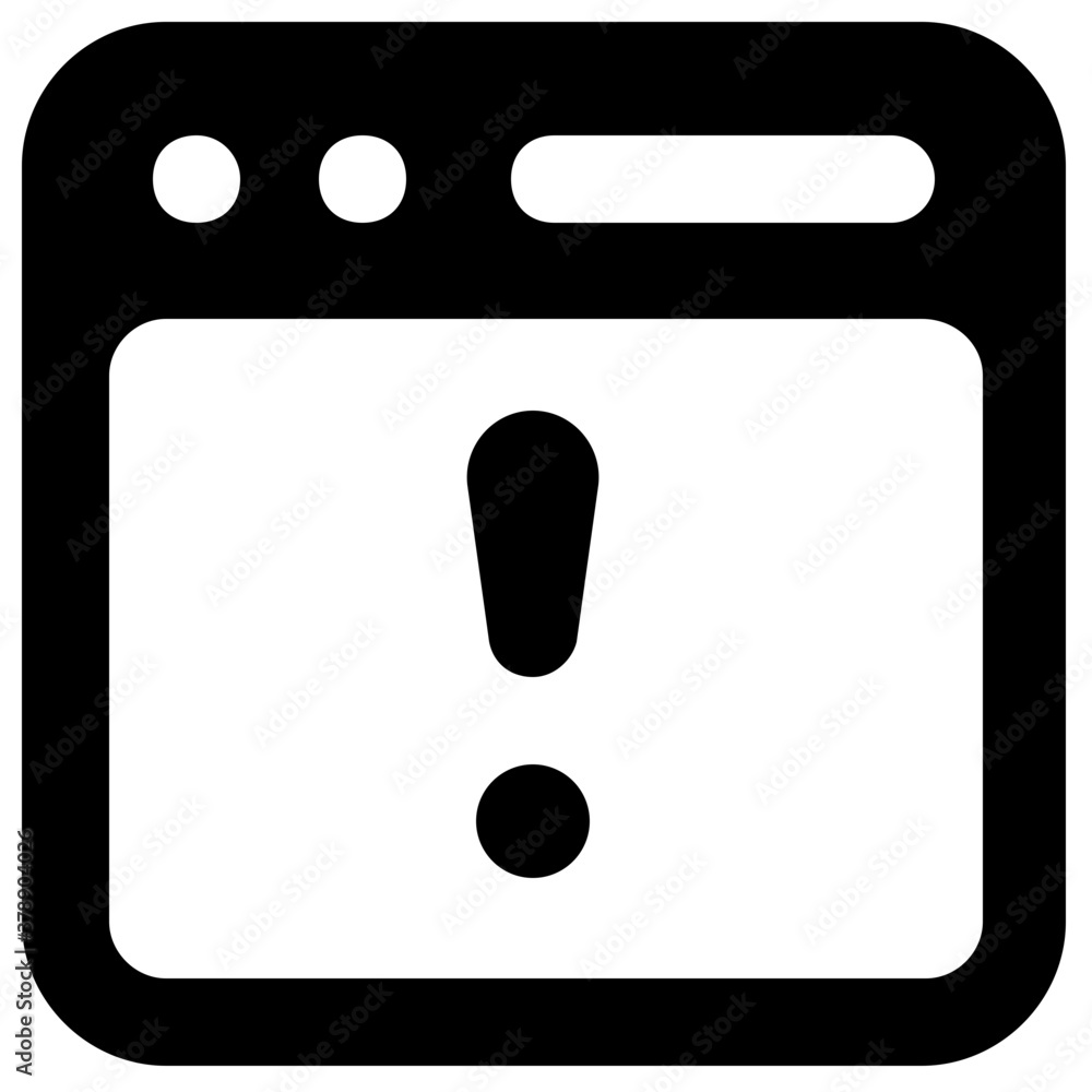 Exclamation sign on page showing web error icon in solid vector style
Exclamation sign on page showing web error icon in solid vector style