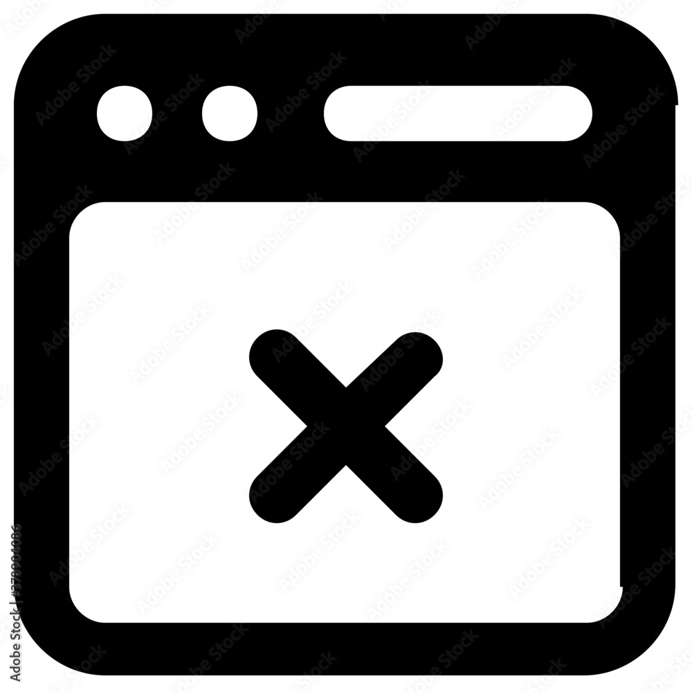 Blocked website icon in glyph style, page not found concept
Blocked website icon in glyph style, page not found concept