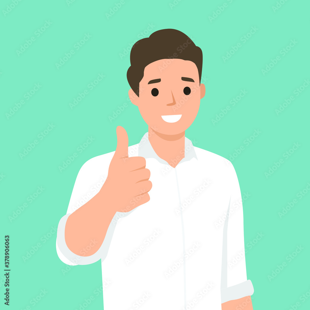 Happy man shows gesture cool. Vector illustration in cartoon style Happy man shows gesture cool. Vector illustration in cartoon style
