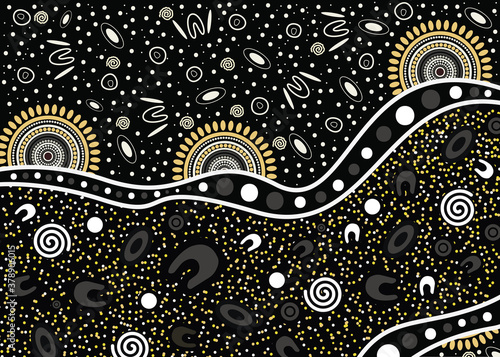 Aboriginal style of dot background for fabric and textile