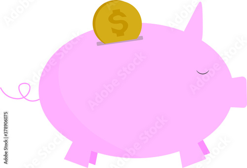 piggy bank with a coin