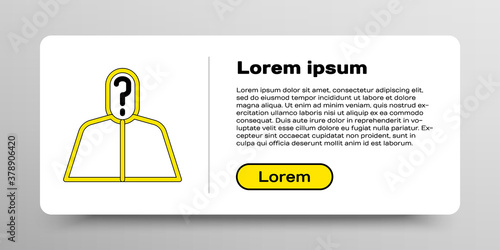 Line Anonymous man with question mark icon isolated on white background. Unknown user, incognito profile, business secrecy, obscurity. Colorful outline concept. Vector.