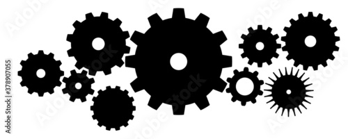 Cogs And Gears Icon Vector Illustration Isolated, Abstract technical template background. Cogs and gear wheel mechanisms. Technology and engineering.