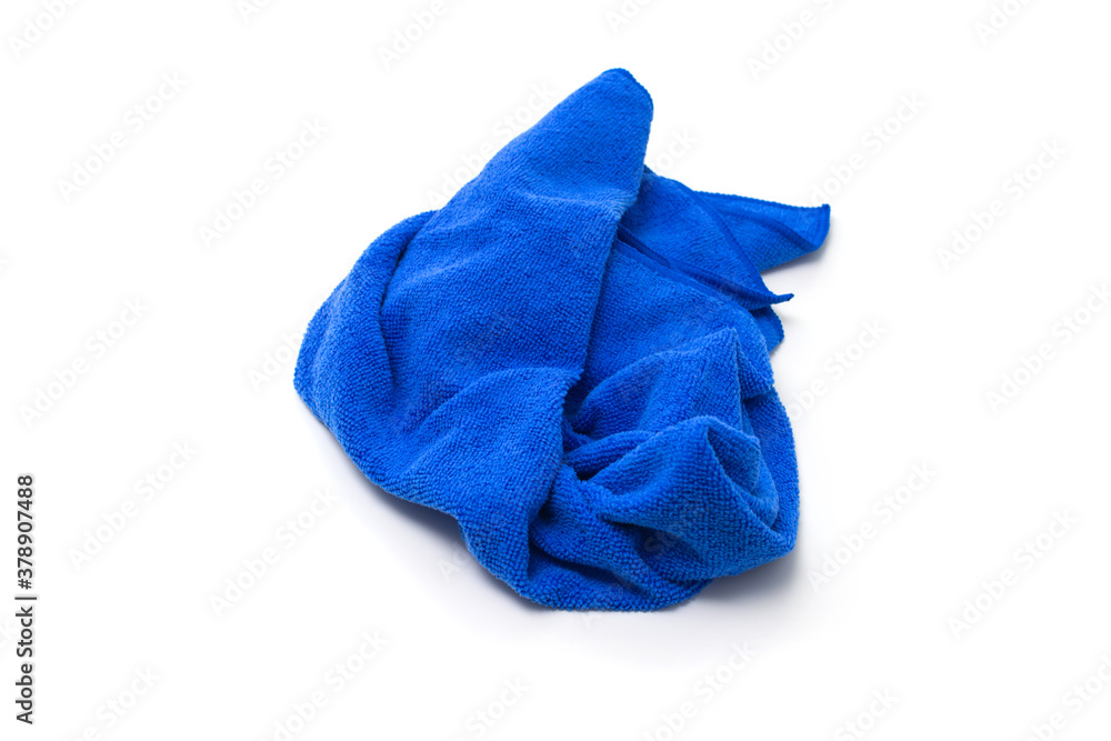 blue microfiber duster on a white background