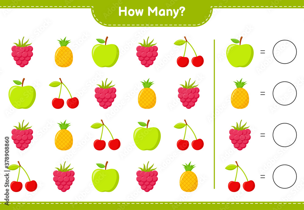 Counting game, how many fruits educational children game, printable ...
