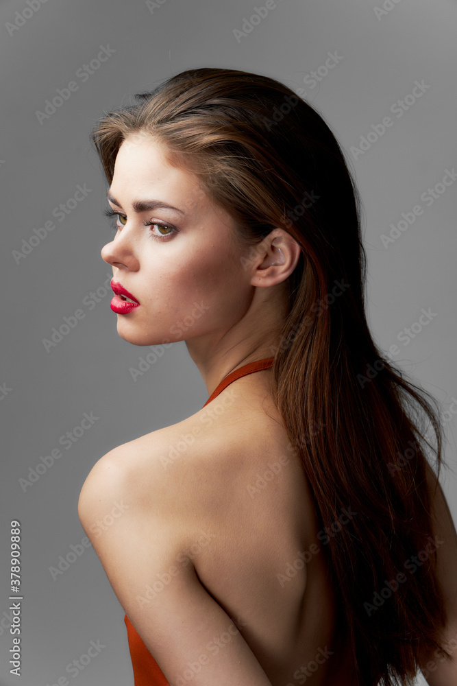 Naklejka premium Beautiful woman naked shoulders charm passion luxury 
