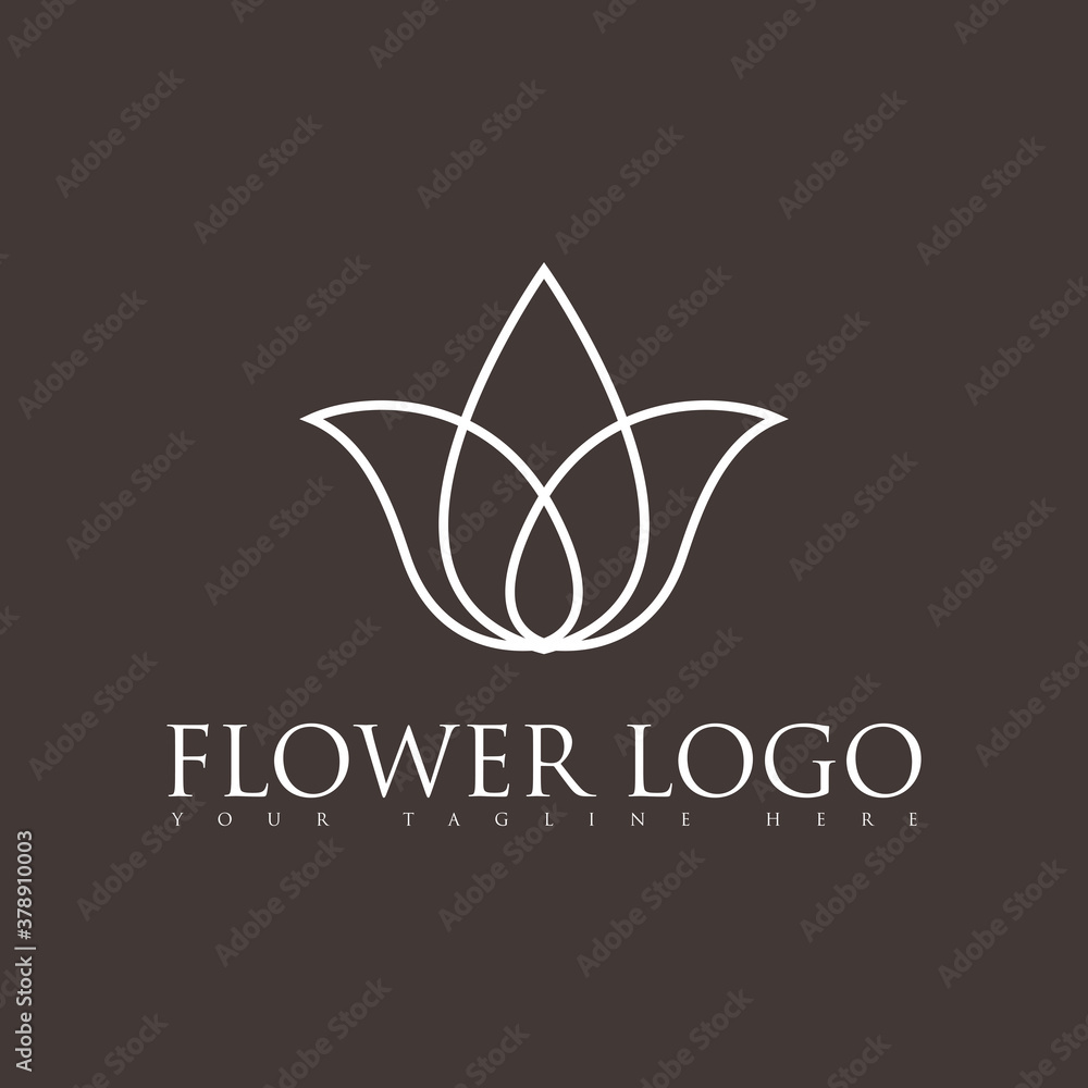 Obraz premium simple line white flower logo