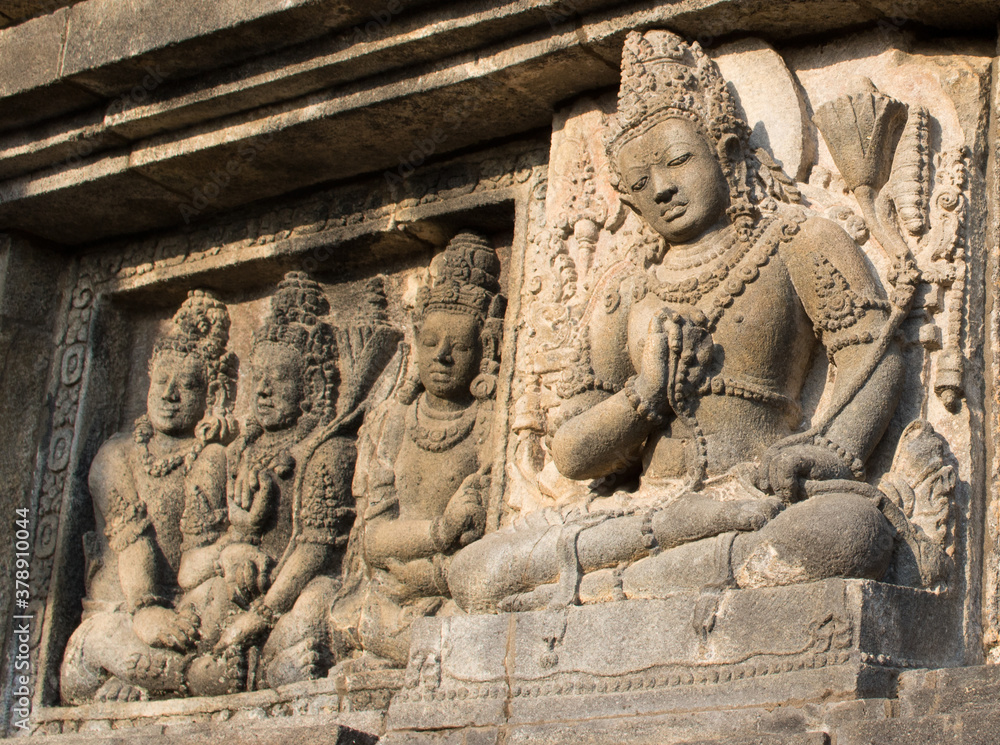 Art relief of Shiva, Hindu temple of Prambanan, Indonesia