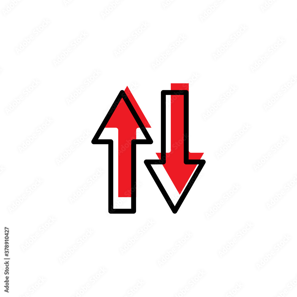 Two-way arrows, up and down flat icon. Design template vector Two-way arrows, up and down flat icon. Design template vector
