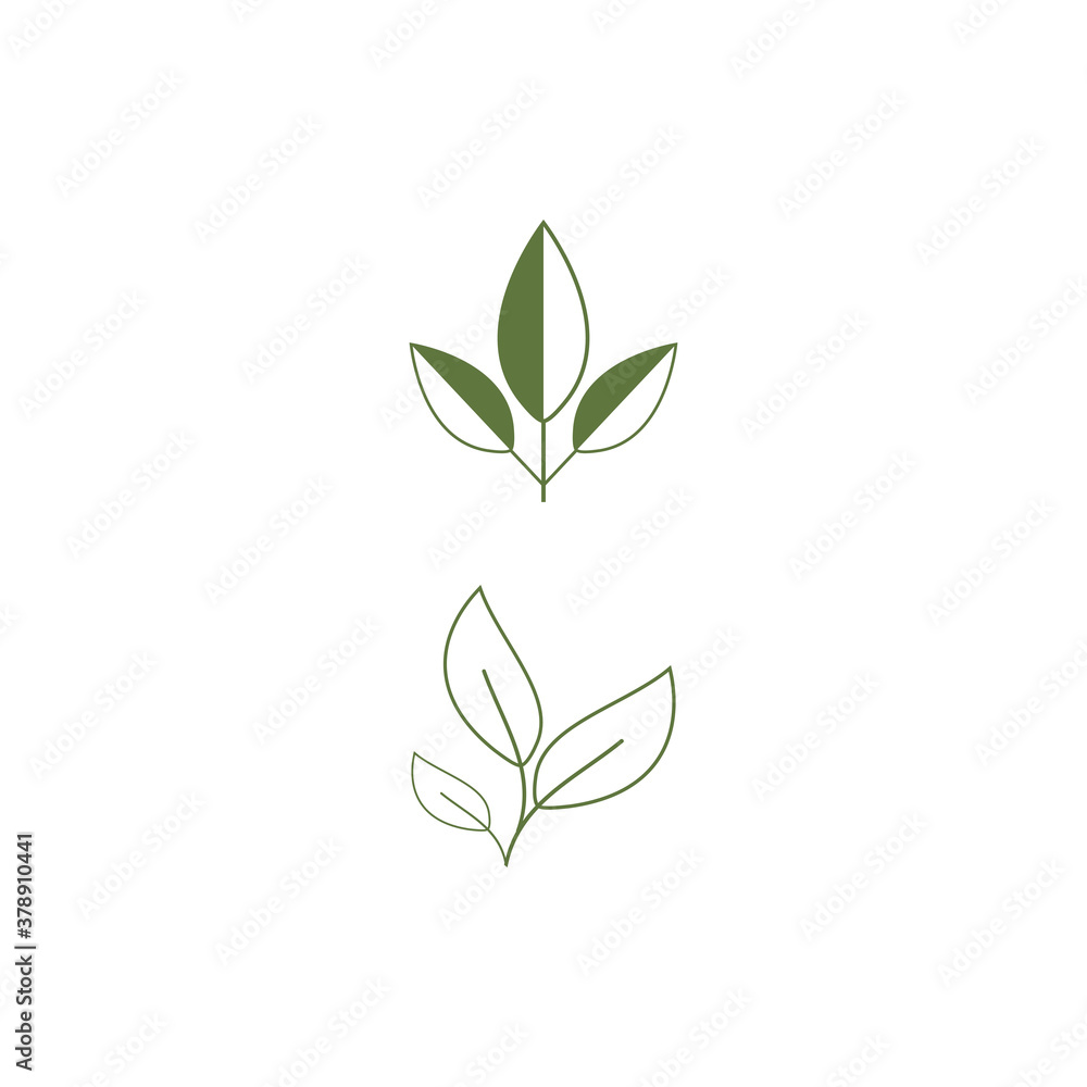 Obraz premium Leaf line icons vector leaves logo design