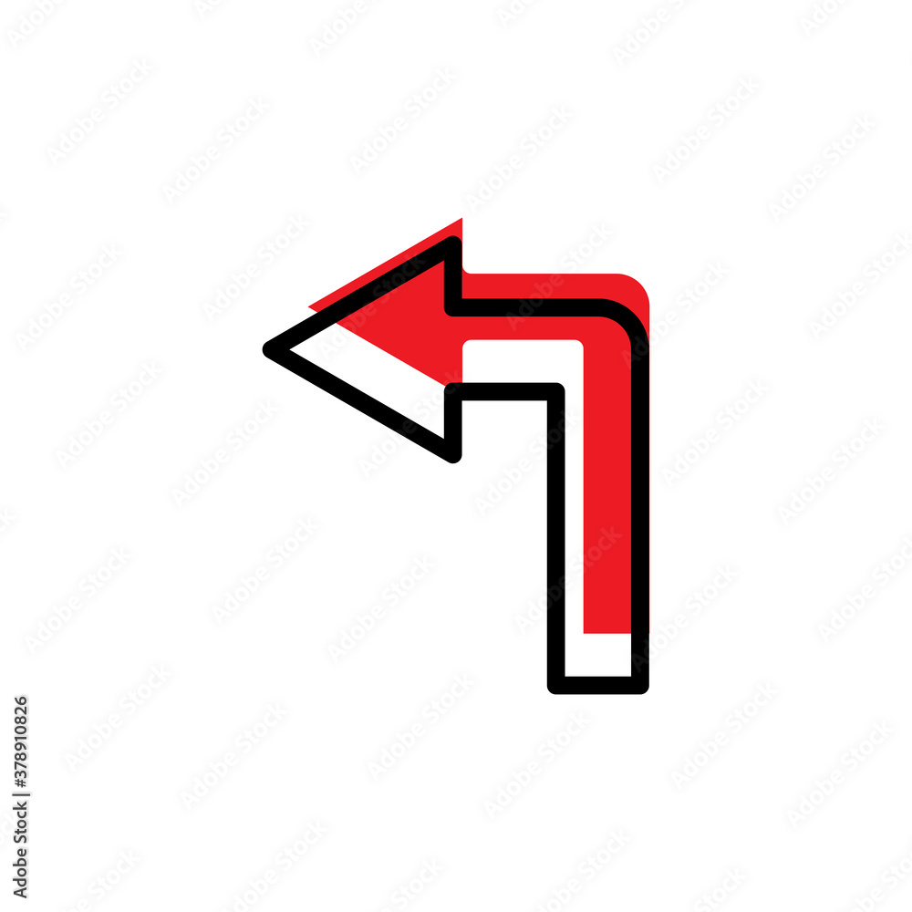 Left turn arrow flat icon. Design template vector Left turn arrow flat icon. Design template vector