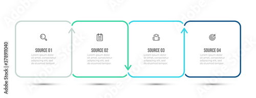 Simple vector design for business infographic. Timeline with 4 steps or options. Vector illustration.