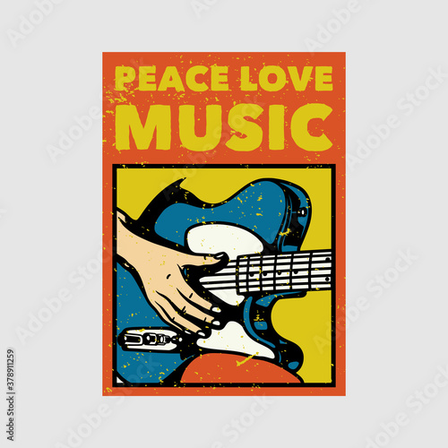 outdoor poster design peace love music vintage illustration
