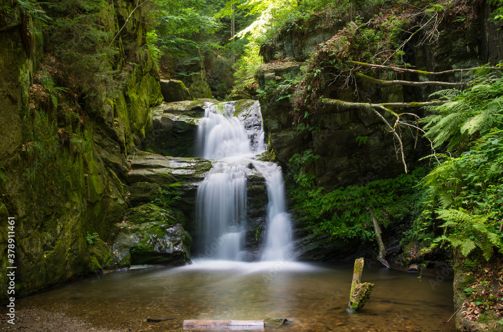 Czech waterfall in Resov near Opava city.