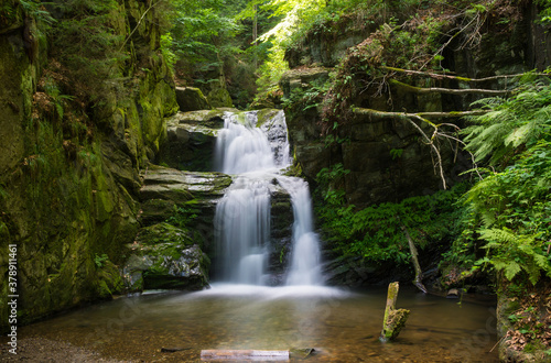 Czech waterfall in Resov near Opava city.