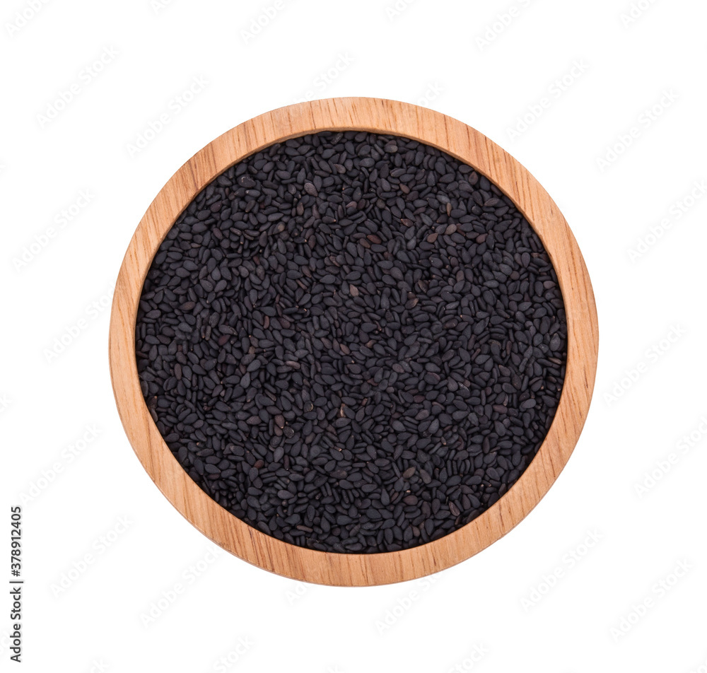 Black sesame seeds isolated on white background Black sesame seeds isolated on white background