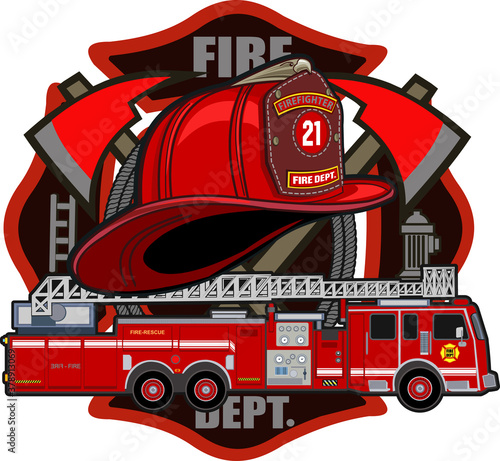 Fire Department Cross Volunteer Red Helmet