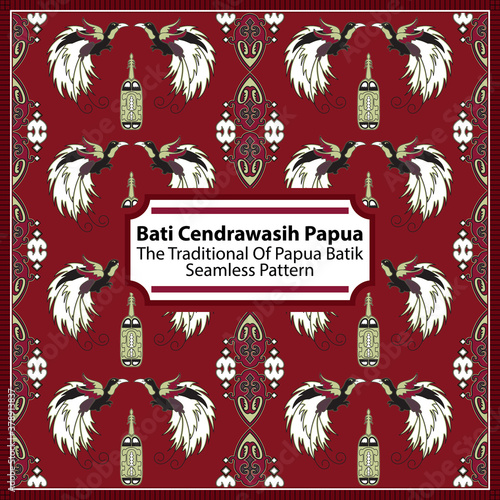 Batik Cenderawasih Papua - The Traditional Of Cenderawasih Papua Batik. This Cendrawasih batik motif is usually combined with pictures of beautiful Papuan plants and flowers.