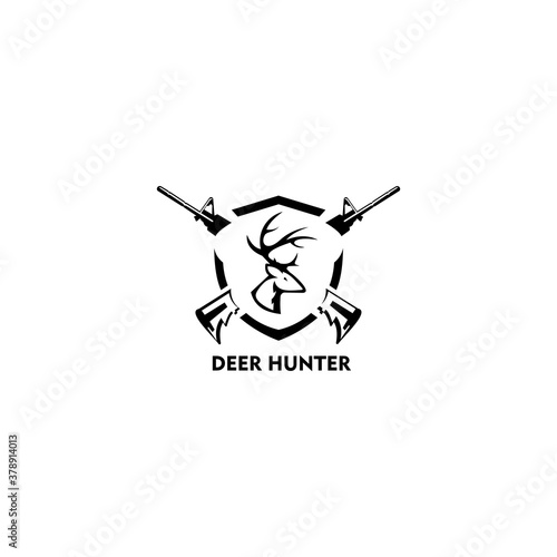 deer hunter logo type, hunter man and deer, hunter club, deer hunting, animal wildlife symbol icon