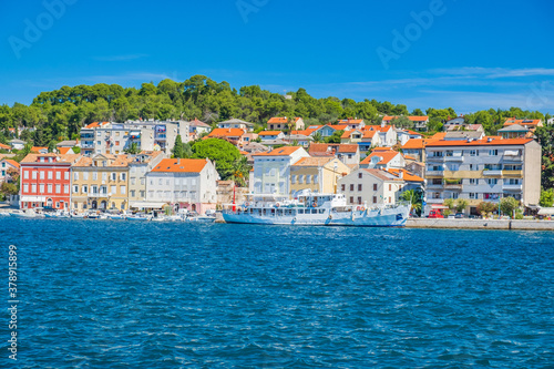 Seafront and boats in town of Mali Losinj on the island of Losinj, Adriatic coast in Croatia 