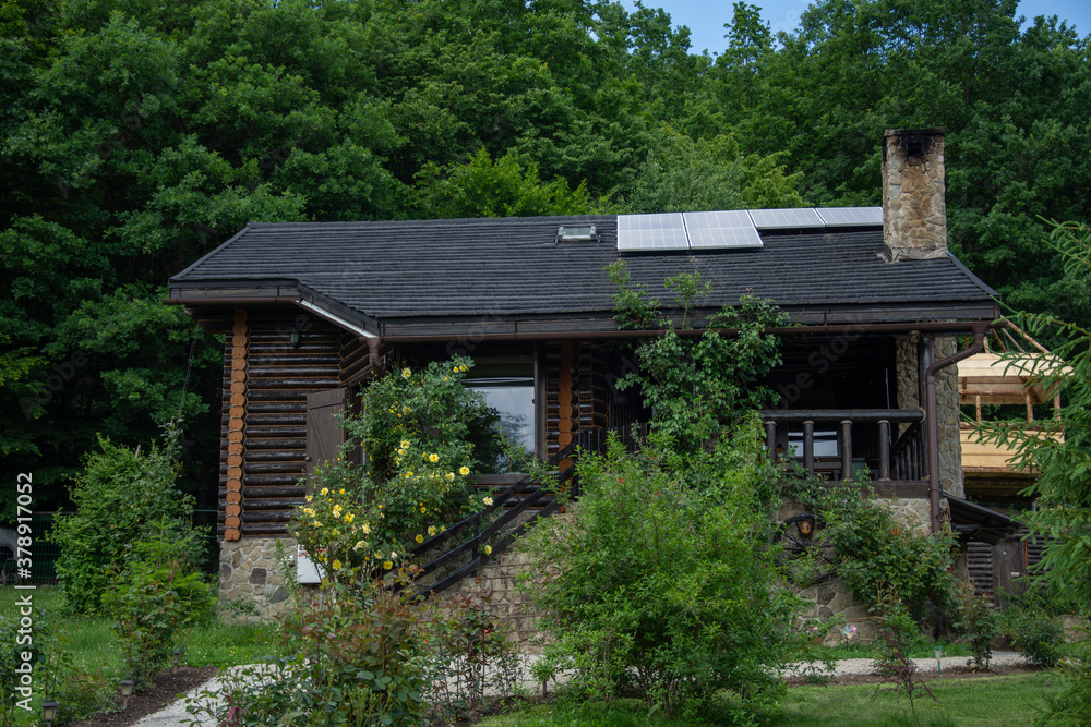 Romania,wooden cottage ,chalet  in the forest in Romania,eastern Transylvania, Bistrița ,2020