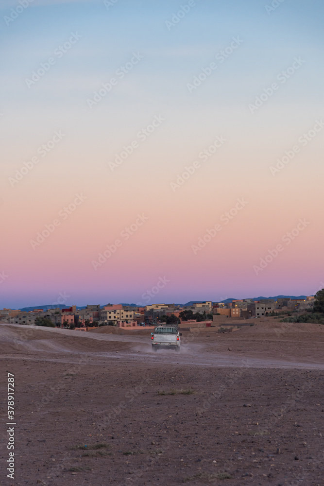 Pick-up going to a village in Morocco Pick-up going to a village in Morocco
