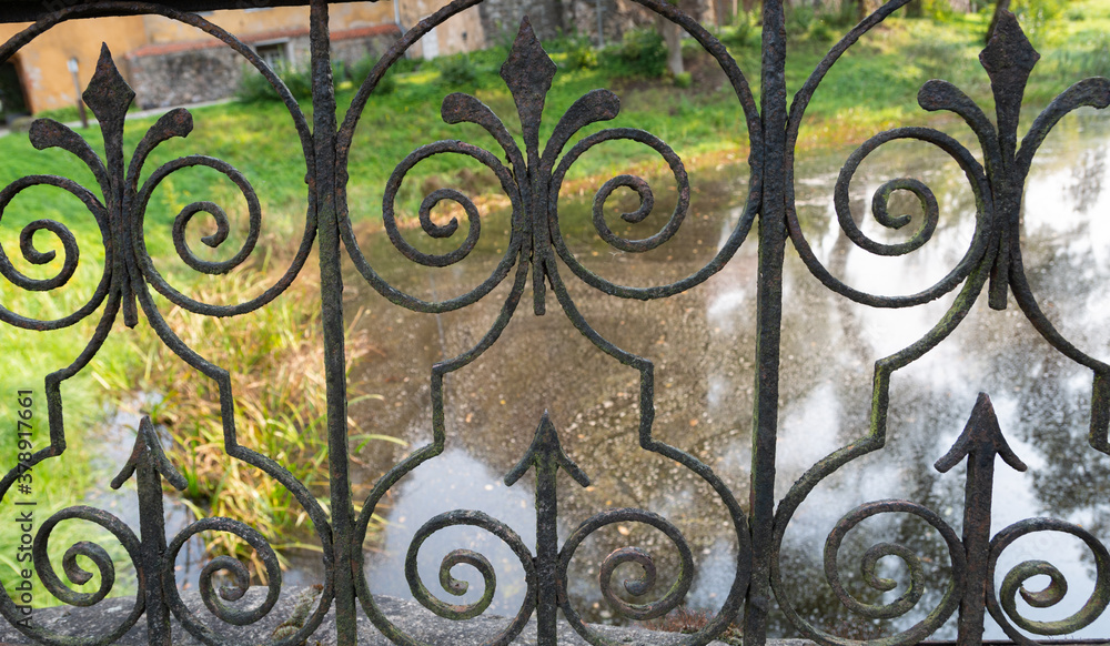 Old rustic iron fence.