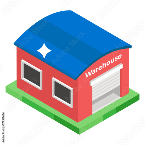 
Warehouse icon in isometric design.

